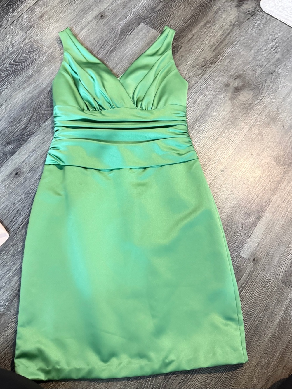 David's Bridal Sleeveless V-Neck Lime Green Cocktail Dress